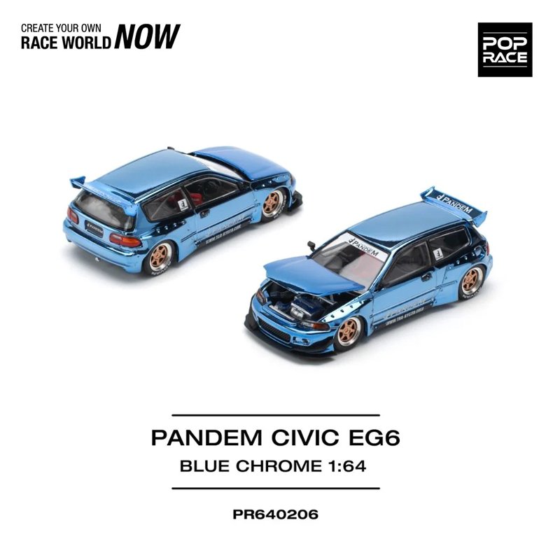 Pop Race 206 - Pandem Civic EG6, blue chrome Pop Race 206 - Pandem Civic EG6, blue chrome - Imagen 2