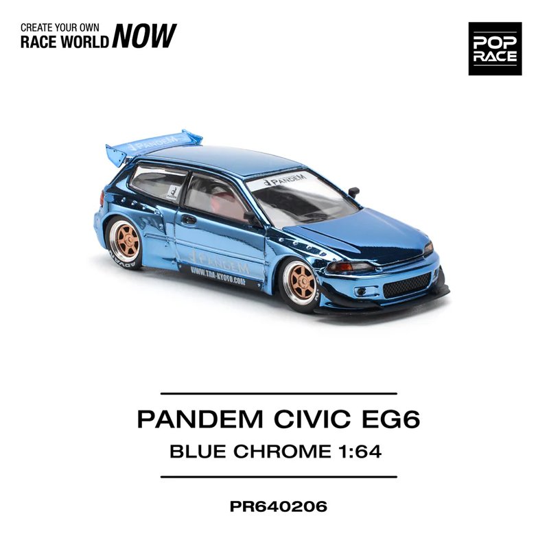 Pop Race 206 - Pandem Civic EG6, blue chrome Pop Race 206 - Pandem Civic EG6, blue chrome