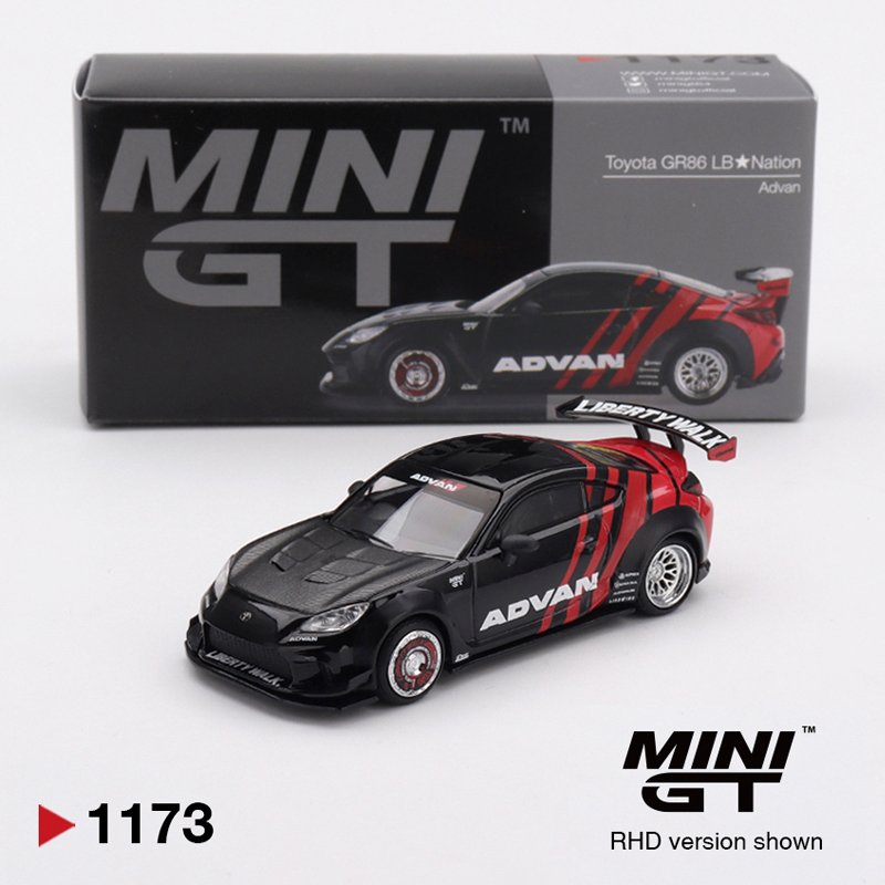 MiniGT 1173 - 2025 Toyota GR86 LB Nation Advan, black MiniGT 1173 - 2025 Toyota GR86 LB Nation Advan, black