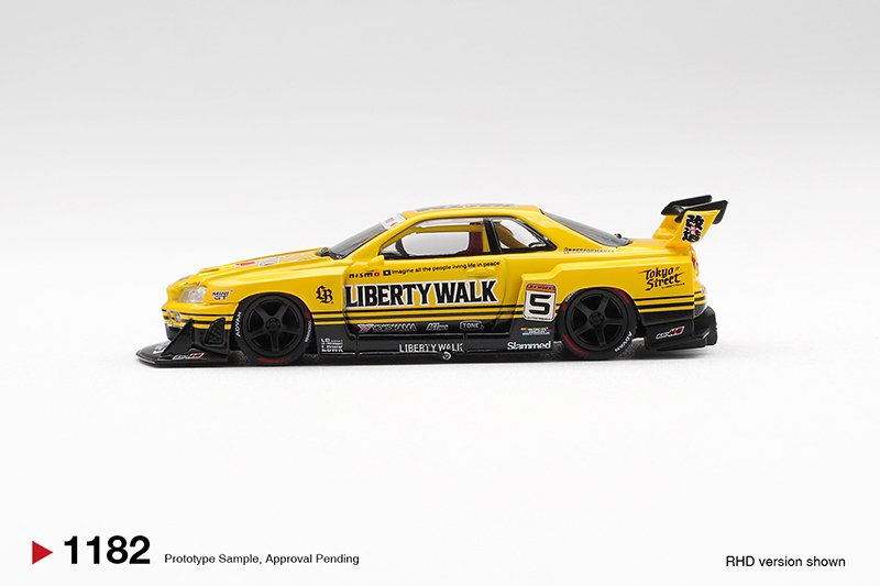 MiniGT 1182 - 2025 Nissan GTR (R34) Skyline Super Silhouette, Sport Yellow MiniGT 1182 - 2025 Nissan GTR (R34) Skyline Super Silhouette, Sport Yellow - Imagen 3