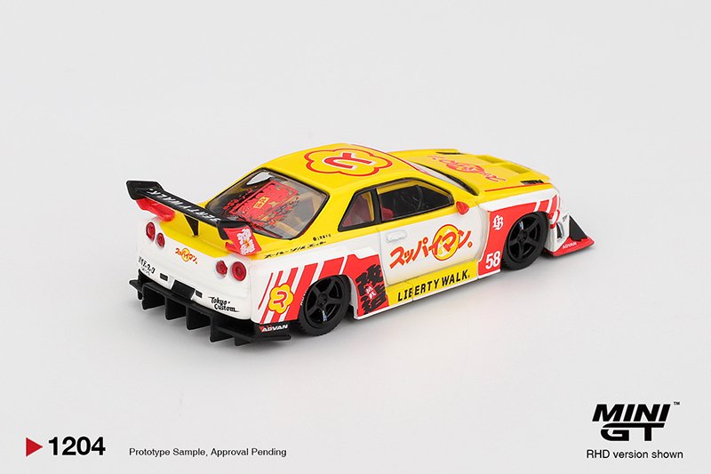 MiniGT 1204 - 2025 Nissan GTR (R34) LB-Super Silhouette Skyline Suppaiman Okinawa MiniGT 1204 - 2025 Nissan GTR (R34) LB-Super Silhouette Skyline Suppaiman Okinawa - Imagen 2
