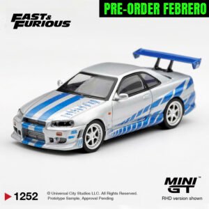 *RESERVA FEBRERO 2027* MiniGT 1252 Blister - 2 Fast 2 Furious - 2003 Nissan Skyline GT-R (R34) C-West, Brian O´Conner