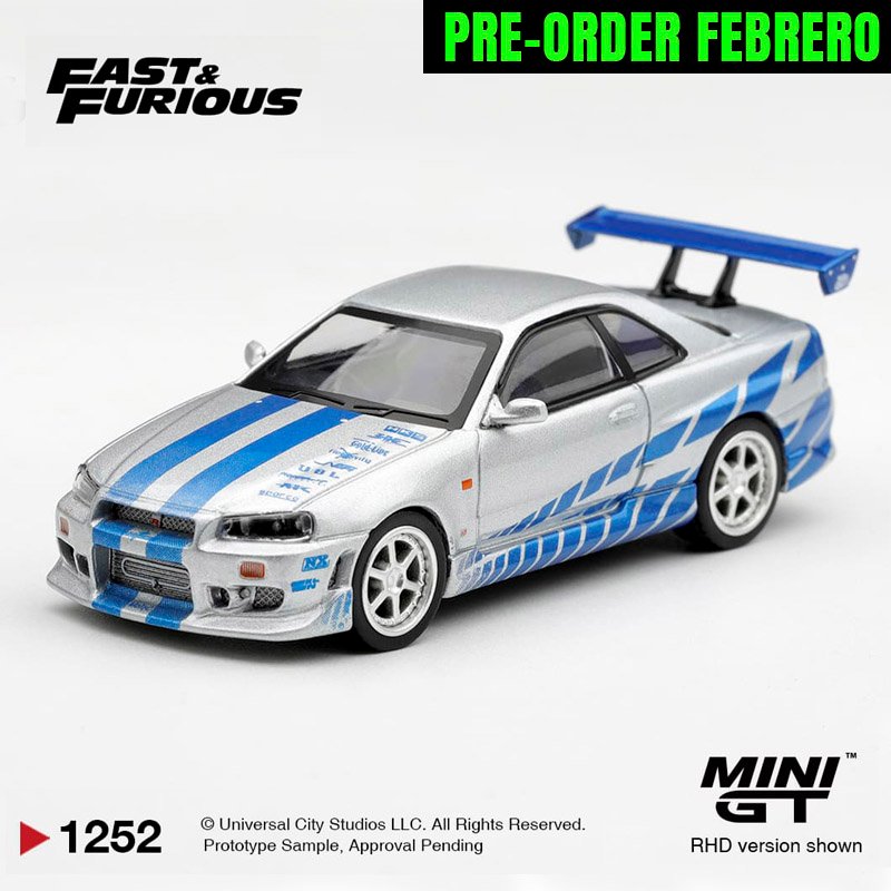 *RESERVA FEBRERO 2027* MiniGT 1252 Blister - 2 Fast 2 Furious - 2003 Nissan Skyline GT-R (R34) C-West, Brian O´Conner *RESERVA FEBRERO 2027* MiniGT 1252 Blister - 2 Fast 2 Furious - 2003 Nissan Skyline GT-R (R34) C-West, Brian O´Conner